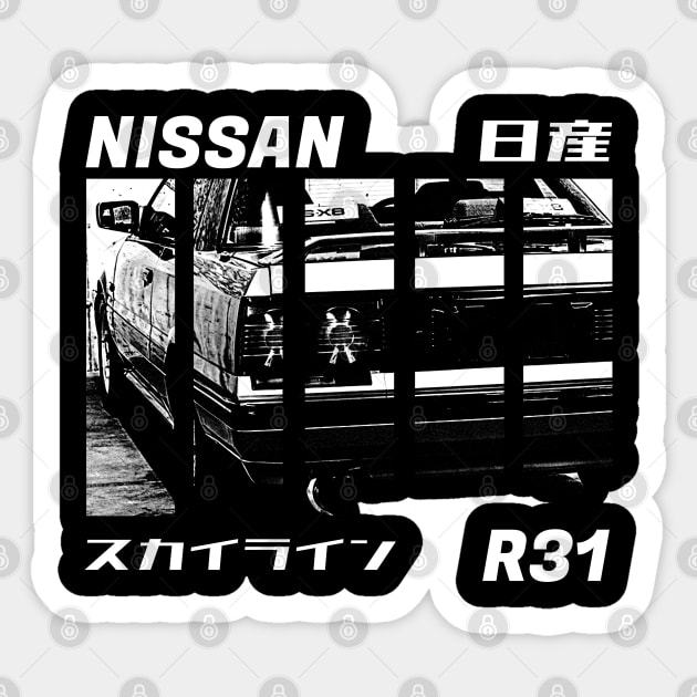 NISSAN SKYLINE GTS R31 Black 'N White 3 (Black Version) Sticker by Cero